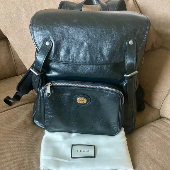 GUCCI MORPHEUS BACKPACK CALFSKIN OLD AGE LEATHER STYLE RARE SOPHISTICATED - Picture 9 of 16